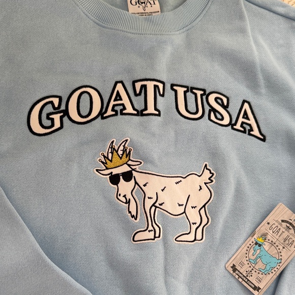 GOAT USA BRAND NEW Light Blue Men's Sweatshirt Sz Sm - Picture 3 of 13